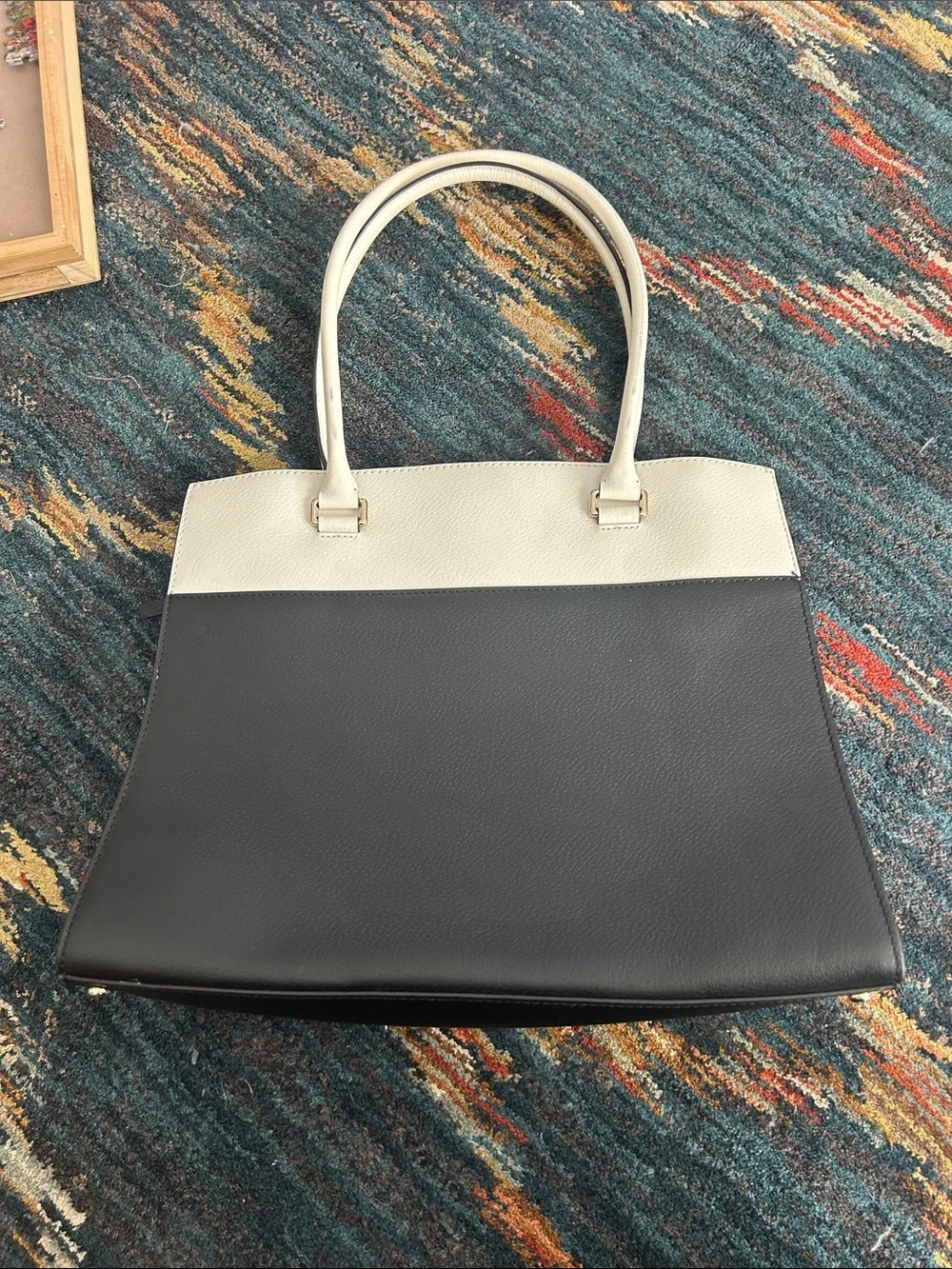 kate spade Two-Tone Black and Cream Leather Tote